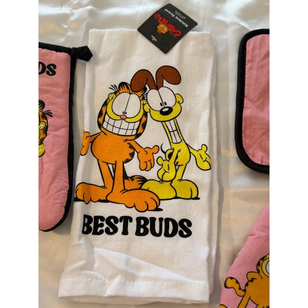 Garfield Odie Best Buds 4pc Kitchen Set Oven Mitt Pot Holder Towel Mini Mitt New